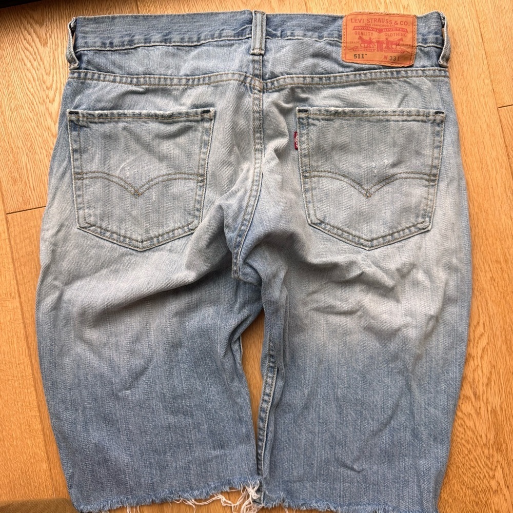 Levi's 511 Light Blue Denim Shorts frayed hem - 33
